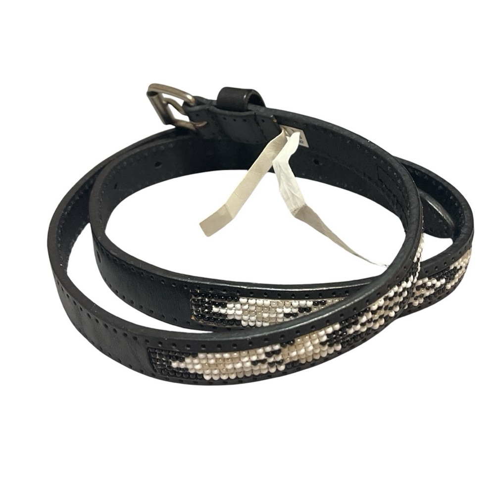 American Eagle Outfitters Women Leather Belt Beaded Inlay XS Western Rodeo - NWT